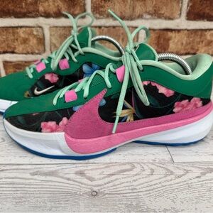 Nike Air Zoom Freak 5 Giannis Green Pink Floral Men’s 8.5 Basketball Streetwear